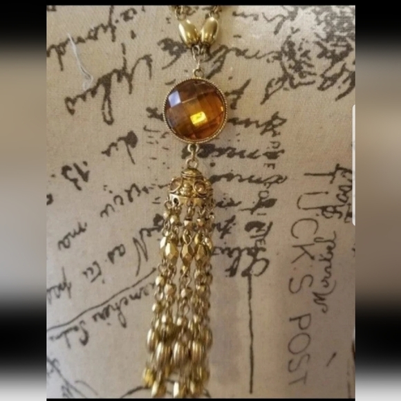 ROBERT ROSE DESIGNER VINTAGE GOLDTONED TASSEL & JEWELED NECKLACE - Picture 3 of 5